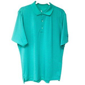 Mariner Sands Polo Golf Shirt Men's L Green/Blue Striped F&G Tech Dad Grandpa